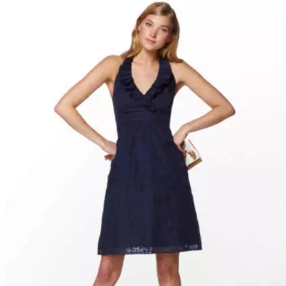 LILLY PULITZER Ramona Blue Flower Halter Dress